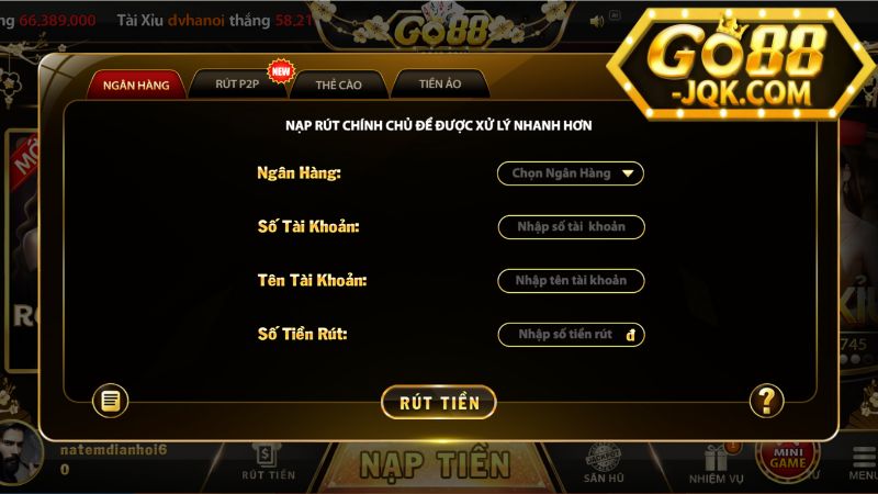 Các Hình Thức Rút Tiền Tại Go88